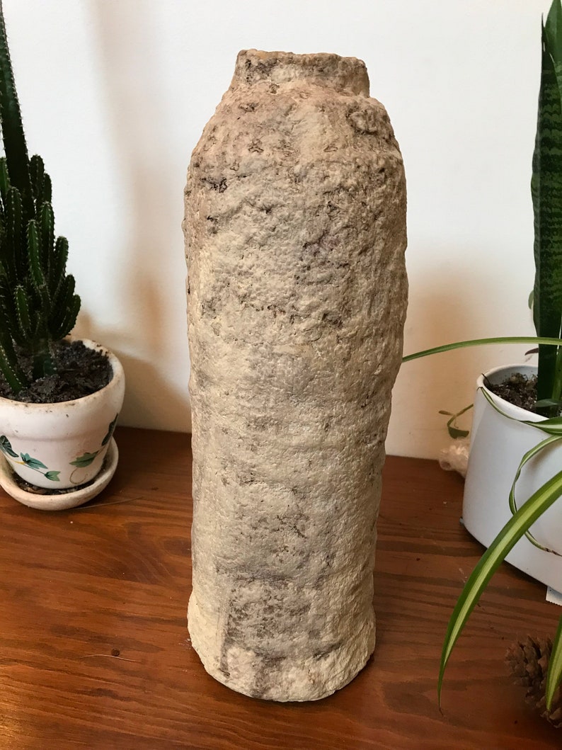 Rustic Paper Mache Bottle, Antique Vessel 12 Restoration Hardware