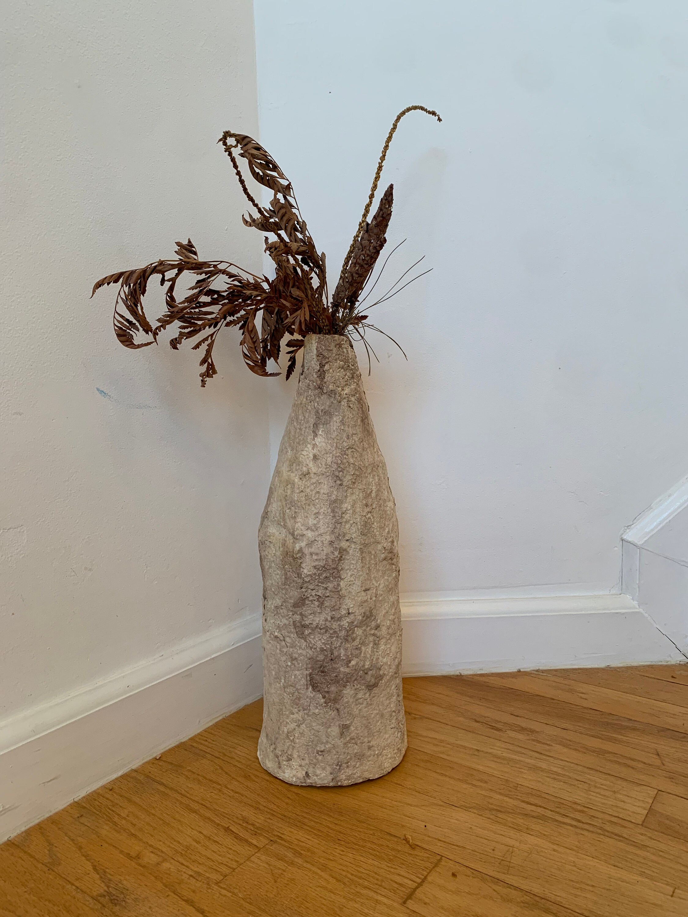 Rustic Paper Mache Bottle Antique Vessel 12 Etsy