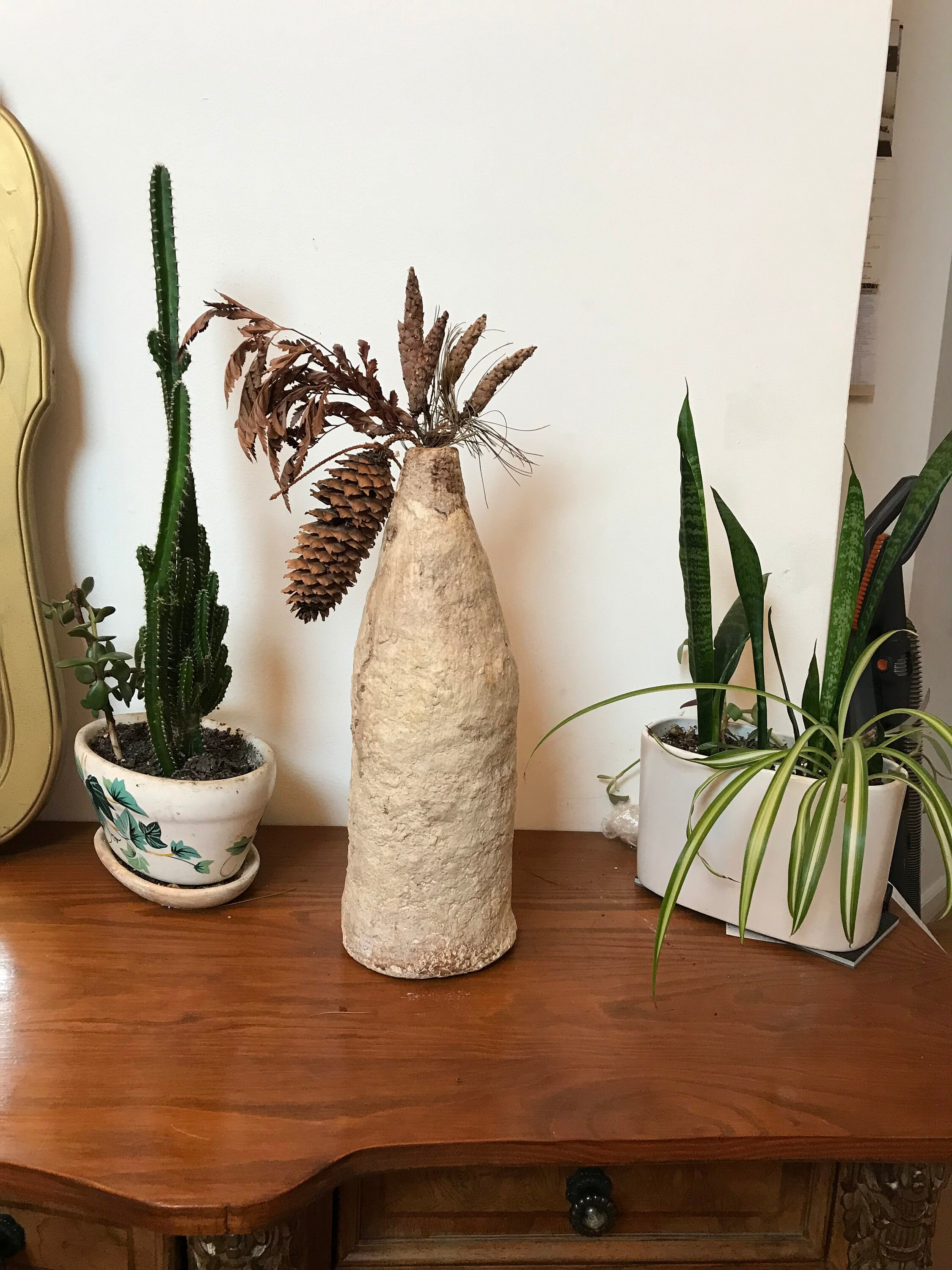 Rustic Paper Mache Bottle Antique Vessel 12 Etsy