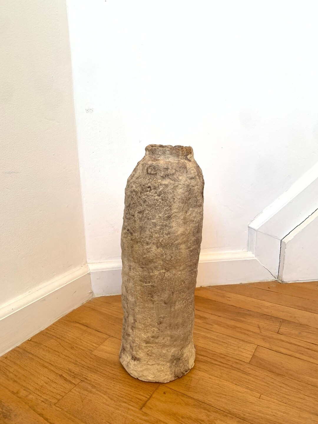 Rustic Paper Mache Bottle, Antique Vessel 12 Restoration Hardware