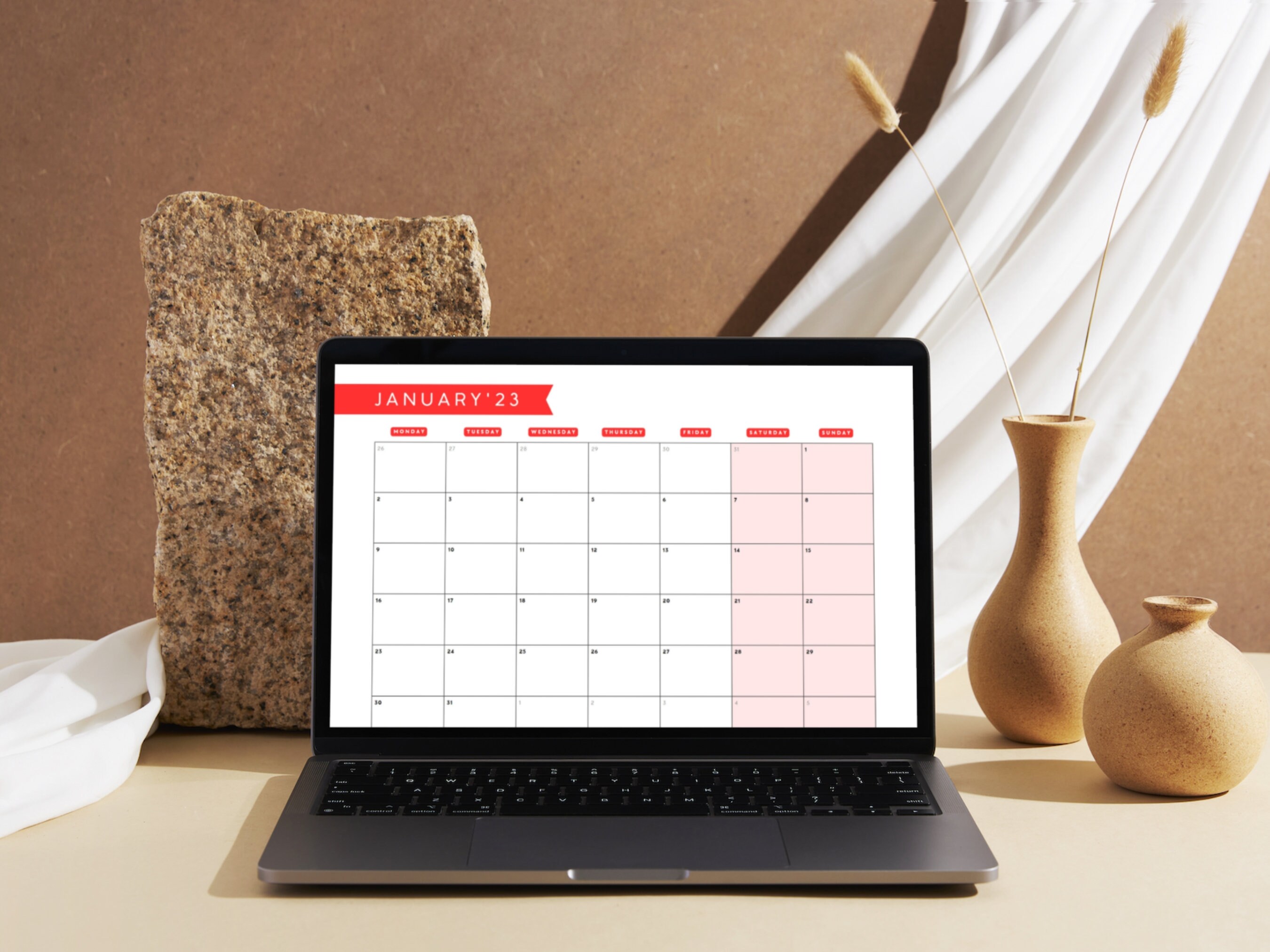 2023 Minimalist Printable Calendar Editable PDF Desk Calendar Large
