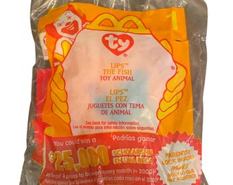 Peluche Ty Teenie Beanie Baby Lips el Pez de McDonald's del año 2000 en bolsa sellada.