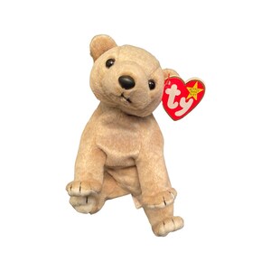 Almond the Bear Ty Beanie Baby with errors