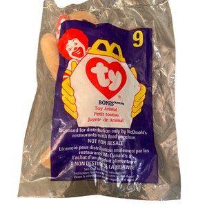 1998 McDonald’s Ty Teenie Beanie Baby Bones the Dog in sealed bag