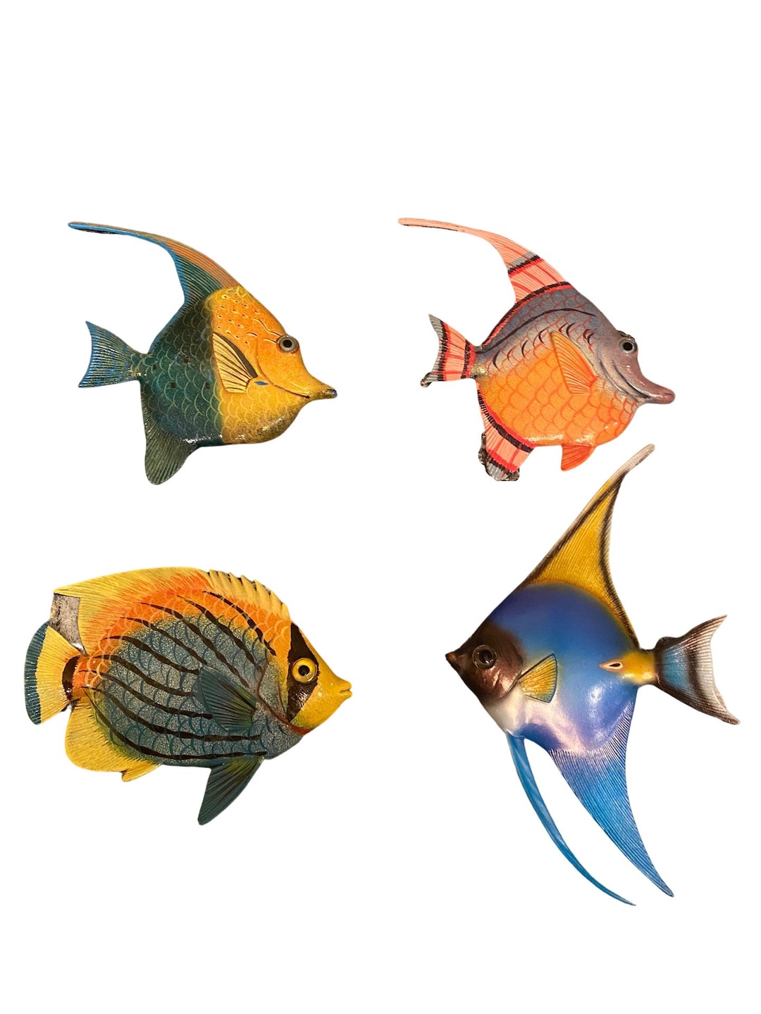 Set of 4 Plastic Hand Painted Fish Wall Hangings by CIT Inc Etsy