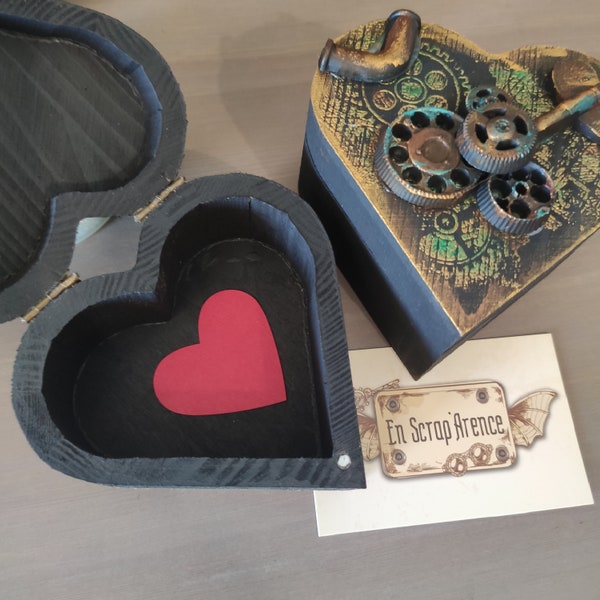 Boite à secrets en bois  - Boite à bijoux d'inspiration steampunk, cadeau idéal pour 1 anniversaire ou la fête des mères ou des pères