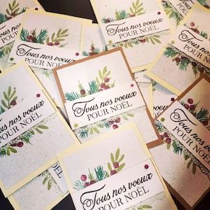 Carte de Vœux (+ enveloppe ) pour Noël à glisser sous le sapin pour accompagner 1 bon cadeau personnalisé 1 participation à 1 cadeau commun