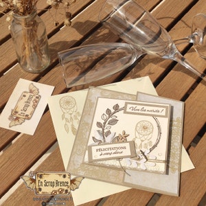 Tarjeta regalo Boho Wedding Felicitaciones con solapa para poner una pequeña nota también posible para un cumpleaños o para aprobar un examen imagen 2