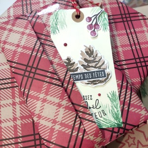 Juego de 5 etiquetas de regalo / marcapáginas de Navidad