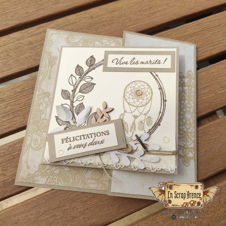 Boho Wedding Congratulations gift card with flap to put a small note also possible for a birthday or exam success image 1