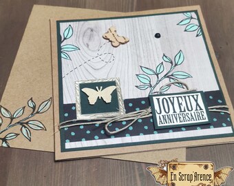 Carte Anniversaire + enveloppe Esprit Nature - pour accompagner un cadeau ou glisser un billet, ou un bon d'achat