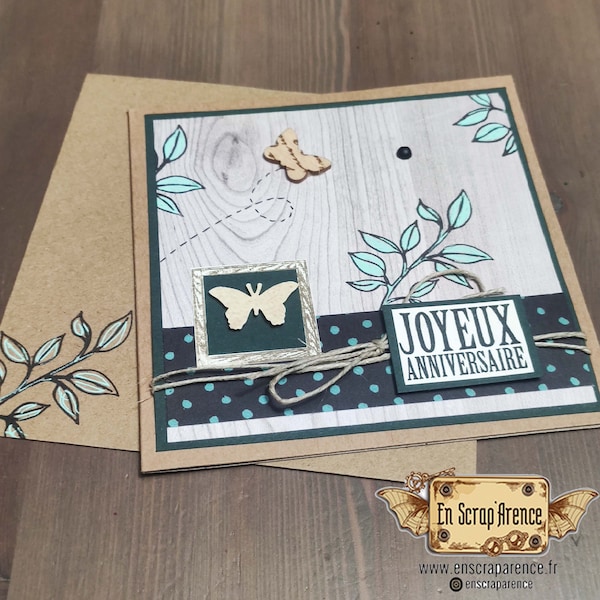 Carte Anniversaire + enveloppe Esprit Nature - pour accompagner un cadeau ou glisser un billet, ou un bon d'achat