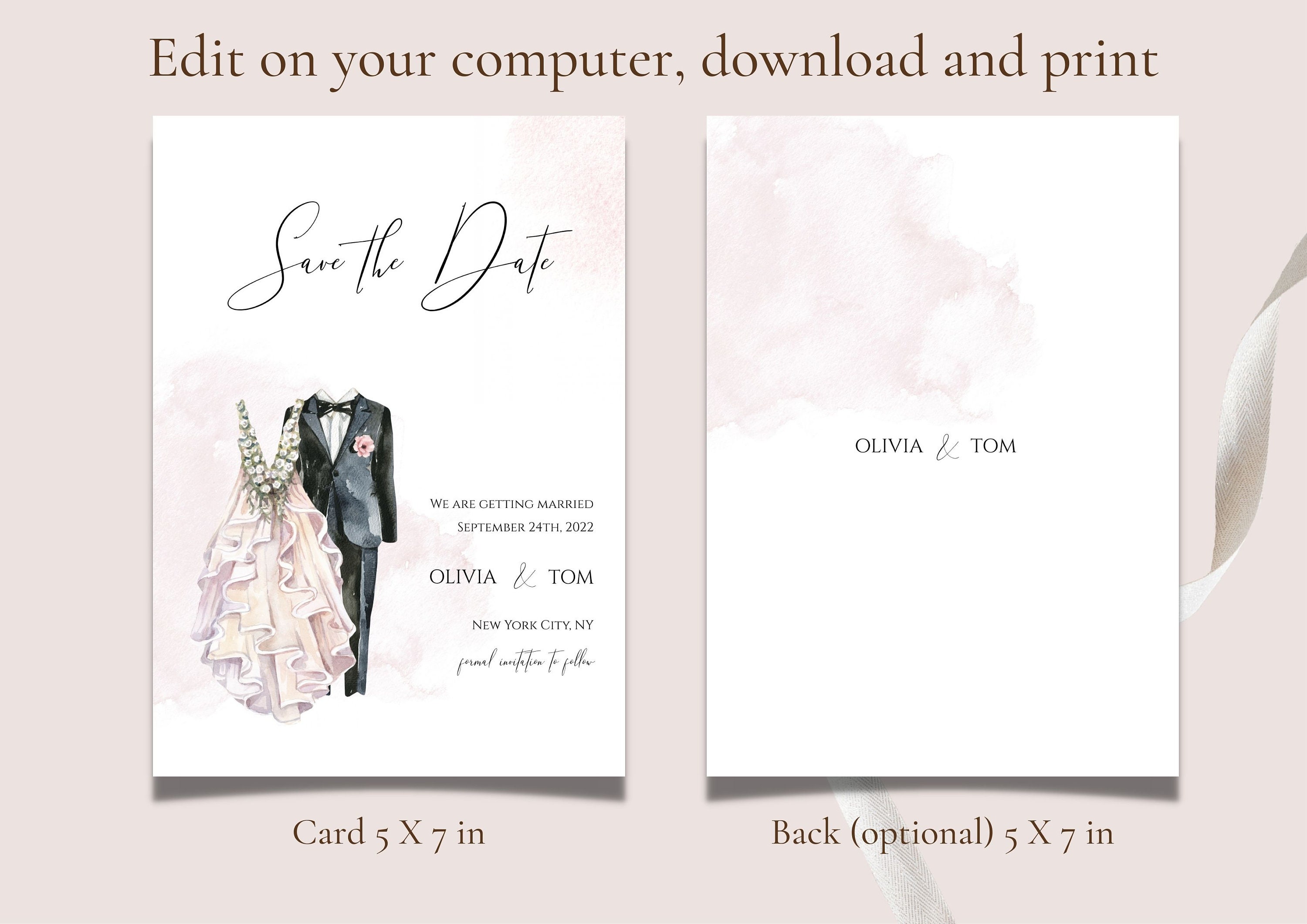 Save the Date Printable Wedding Save the Date Card | Etsy