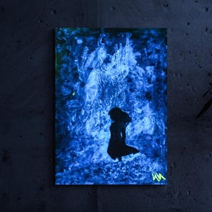 Girl on fire - Original Painting Glow In The Dark, Glow In The Dark Art, Glow In The Dark, Glow painting, Bioluminescent, Wall decor, gifts
