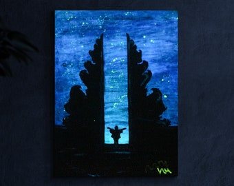 Lempuyang Temple Bali Painting | Glow In The Dark Acrylic Art