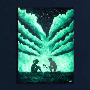 The Last Rose | Glow In The Dark Painting, Acrylic Painting, Emotional Art, Luminous Art, UV, Bioluminescent, Modern Painting, Wall Decor