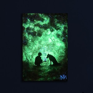 Brave Boy | Original Painting Glow In The Dark, Glow In The Dark Art, Glow In The Dark, Glow painting, Bioluminescent, Wall decor