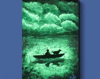 Brave Boy 2 | Original Painting, Glow In The Dark, Acrylic Painting, Contemporary art, Wall decor