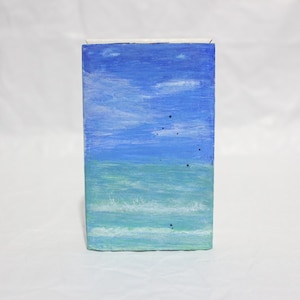 Mar - Piedra luminosa + Pintura sobre cartón (11x7) / pintura acrílica sobre cartón / bellas artes / joyería / regalo para ella / minimalista