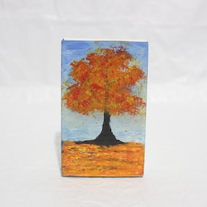 Árbol de verano - Piedra luminosa + Pintura sobre cartón (11 x 7) / pintura acrílica sobre cartón / bellas artes / joyas / regalos / minimalista