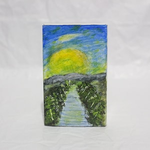 Luz de luna - Piedra luminosa + Pintura sobre cartón (11 x 7) / pintura acrílica sobre cartón / bellas artes / joyería / regalo para ella / abstracto