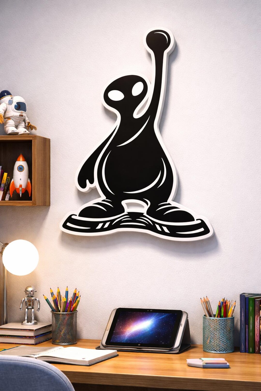 Alien Wall Art SVG Lightburn File, Sci-fi Space Bedroom Decor, Laser ...