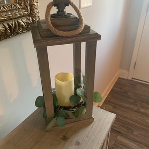 Handmade Lanterns with Real Wax Flameless Candle Optional Greenery image 1