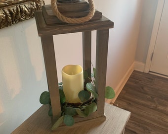 Handmade Lanterns with Real Wax Flameless Candle - Optional Greenery