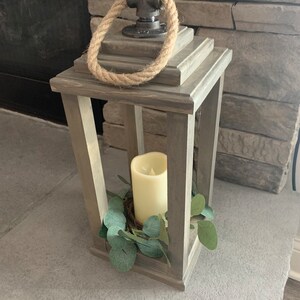 Handmade Lanterns with Real Wax Flameless Candle Optional Greenery image 2