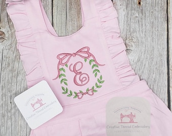 Embroidered Baby Girl Outfit White Pink Monogrammed Bubble Romper  Personalized Spring Summer Outfit Easter Gift Birthday Christmas Shower