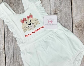 Embroidered Baby Girl White College Football Team Outfit Personalized Spring Summer Fall Birthday Shower-Personalize with any name or phrase