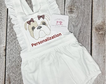 Embroidered Baby Girl White College Football Team Outfit Personalized Spring Summer Fall Birthday Shower-Personalize with any name or phrase