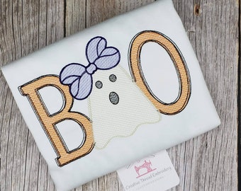 Embroidered Cute Girls Halloween BOO Shirt Long or Short Sleeve Baby Onesie Outfit Monogrammed Personalized  Gift for Boy Girl Baby Shower