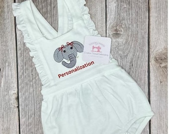 Embroidered Baby Girl White College Football Team Outfit Personalized Spring Summer Fall Birthday Shower-Personalize with any name or phrase