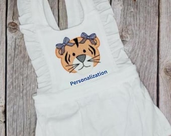 Embroidered Baby Girl White College Football Team Outfit Personalized Spring Summer Fall Birthday Shower-Personalize with any name or phrase