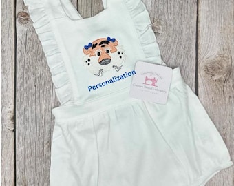 Embroidered Baby Girl White College Football Team Outfit Personalized Spring Summer Fall Birthday Shower-Personalize with any name or phrase