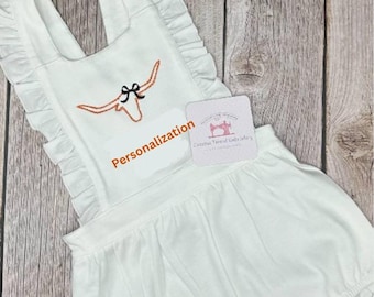 Embroidered Baby Girl White College Football Team Outfit Personalized Spring Summer Fall Birthday Shower-Personalize with any name or phrase