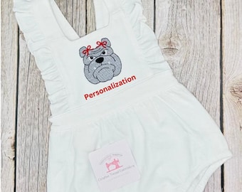 Embroidered Baby Girl White College Football Team Outfit Personalized Spring Summer Fall Birthday Shower-Personalize with any name or phrase