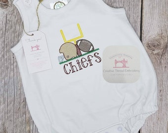 Embroidered Football Team Unisex Baby Outfit Bubble Tee Shirt Long or Short Sleeve Personalized Baby Shower Gift Christmas Birthday Romper