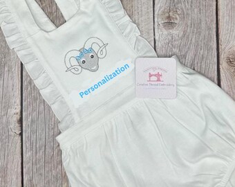 Embroidered Baby Girl White College Football Team Outfit Personalized Spring Summer Fall Birthday Shower-Personalize with any name or phrase