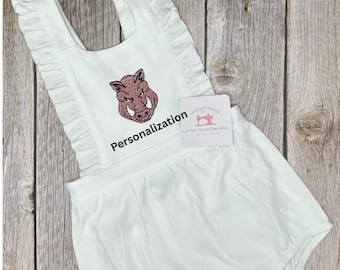 Embroidered Baby Girl White College Football Team Outfit Personalized Spring Summer Fall Birthday Shower-Personalize with any name or phrase