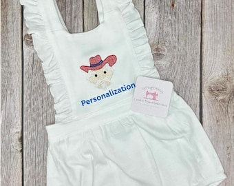 Embroidered Baby Girl White College Football Team Outfit Personalized Spring Summer Fall Birthday Shower-Personalize with any name or phrase
