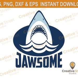 Cool kids shark, Jawsome (2-Color) SVG & PNG Clipart ***Instant Download***
