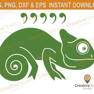 Comma Chameleon SVG & PNG Clipart ***Instant Download***