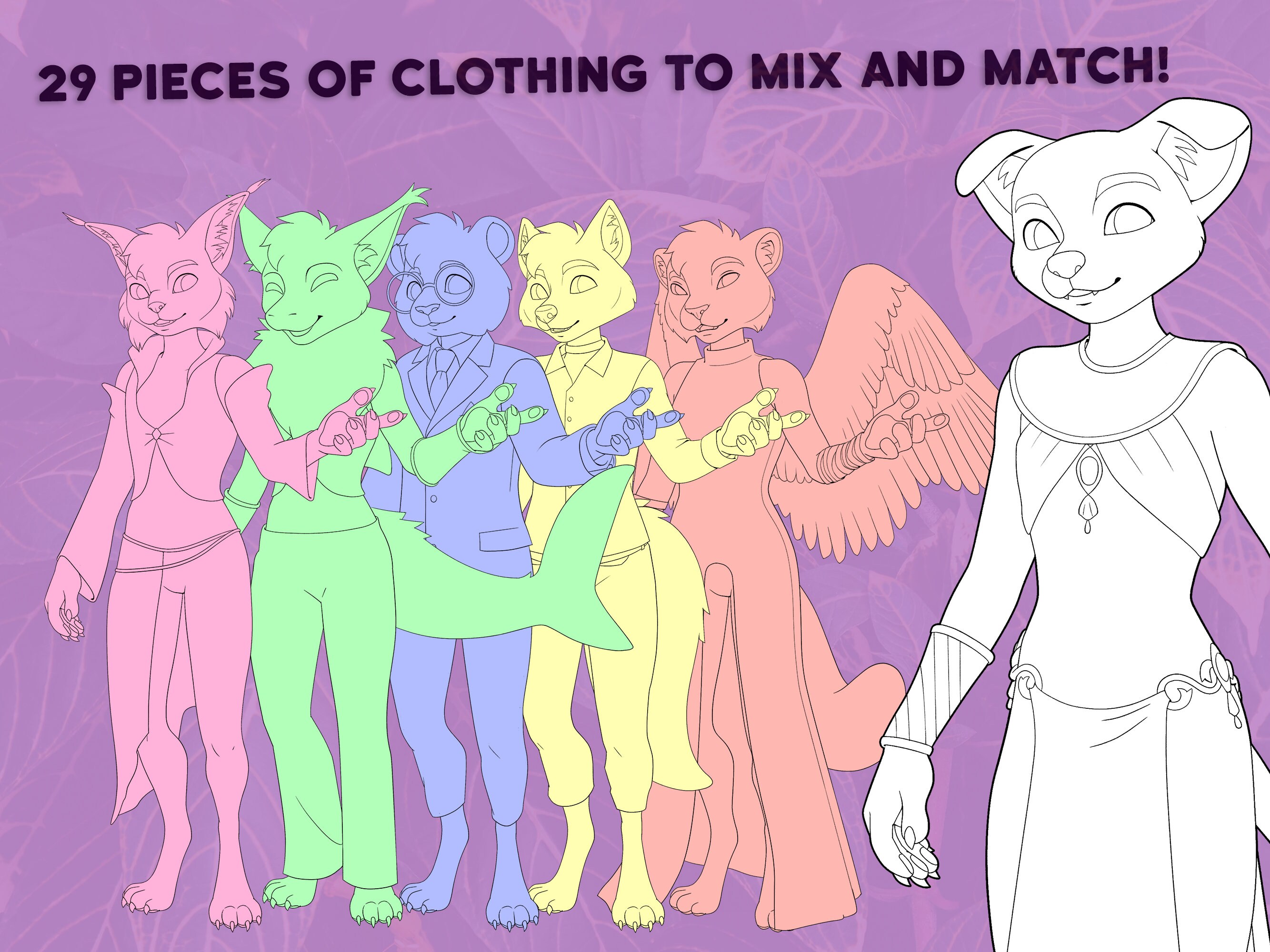 13 Species Furry Reference Sheet Base Kit [.psd File] - Etsy