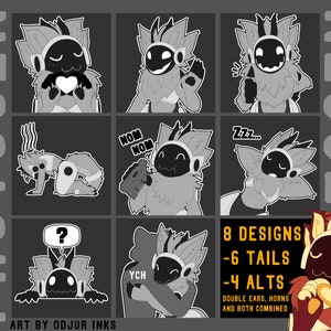 Digitale Protogen Furry Lineart Bases voor Telegram Stickers / Emojis / Emoticons