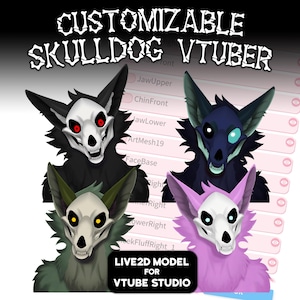 Furry VTuber Modell | Vorgefertigtes, anpassbares Skullhund-Modell | Vtube Studio