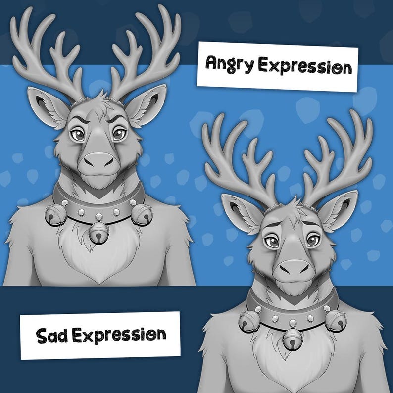 Reindeer Vtuber Model | Pre-made Customizable Vbridger Vtuber - Etsy