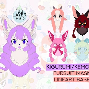 Maska futrzana Kigurumi / Kemono LINEART BASE KIT [.psd]