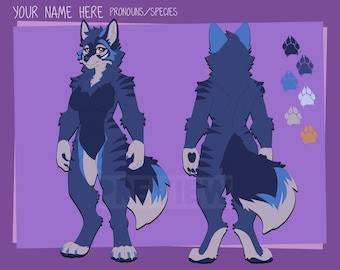 Adoptable Canine Furry Character - Dark Blue Female